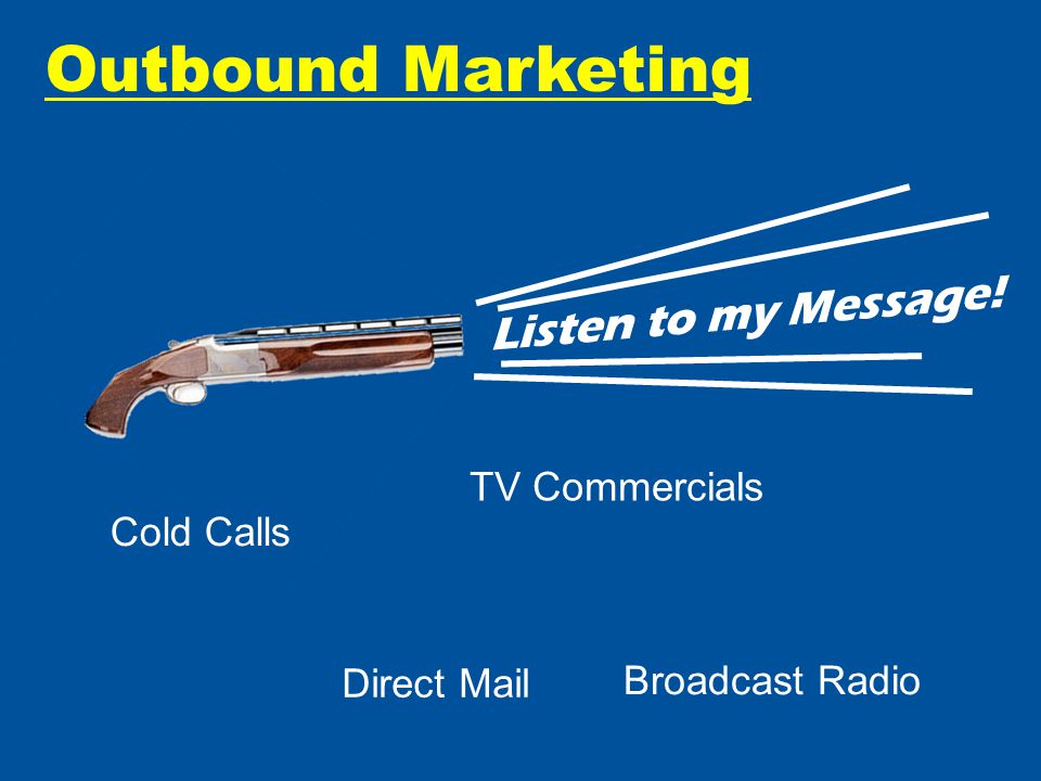 Outbound Marketing TV Commercials Broadcast Radio Direct Mail Cold Calls Listen to my Message!