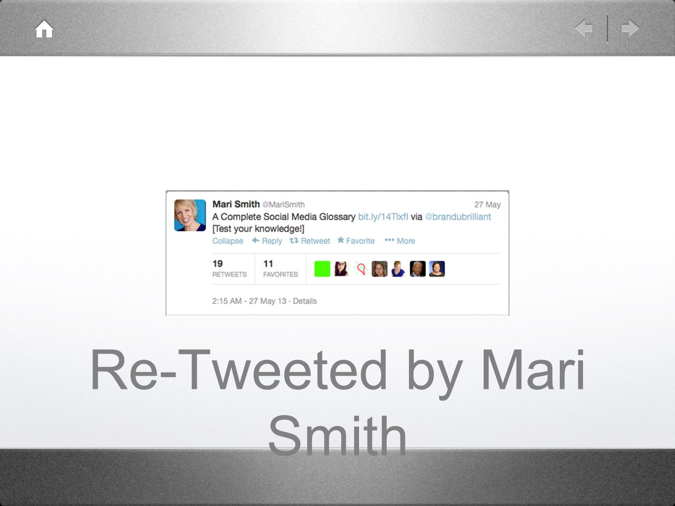 Re-Tweeted by Mari Smith