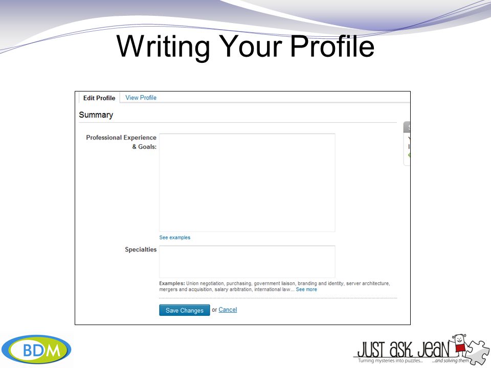 Writing Your Profile
