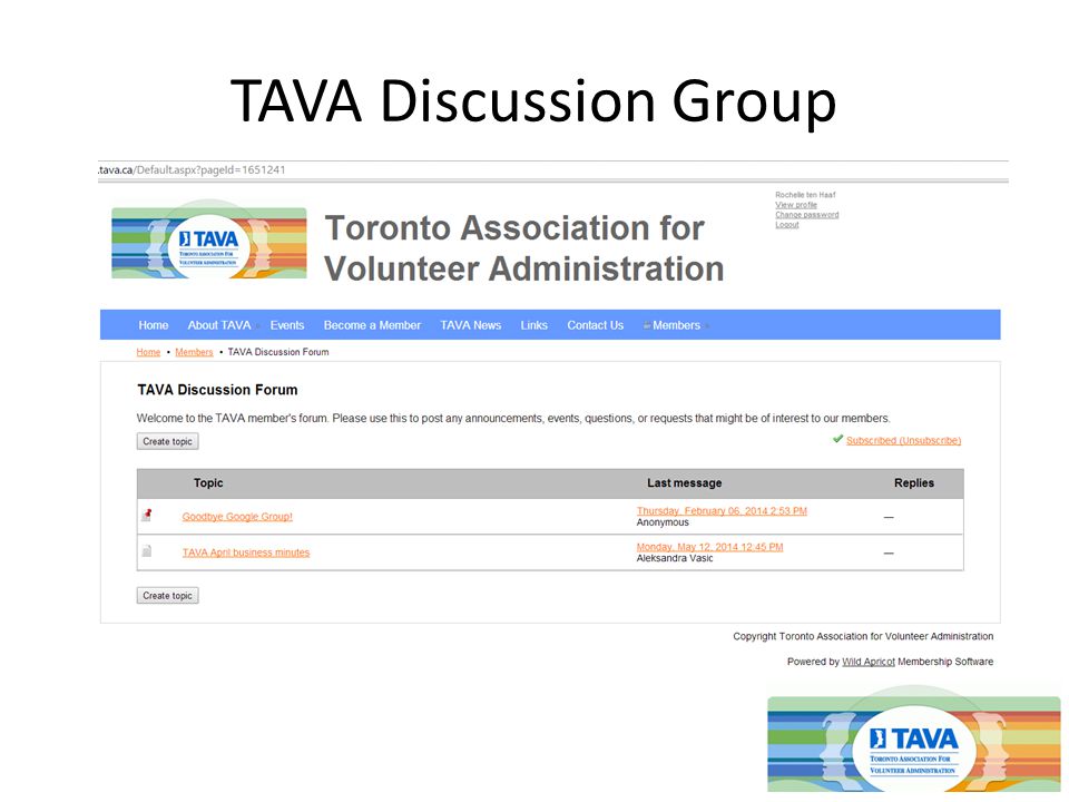 TAVA Discussion Group