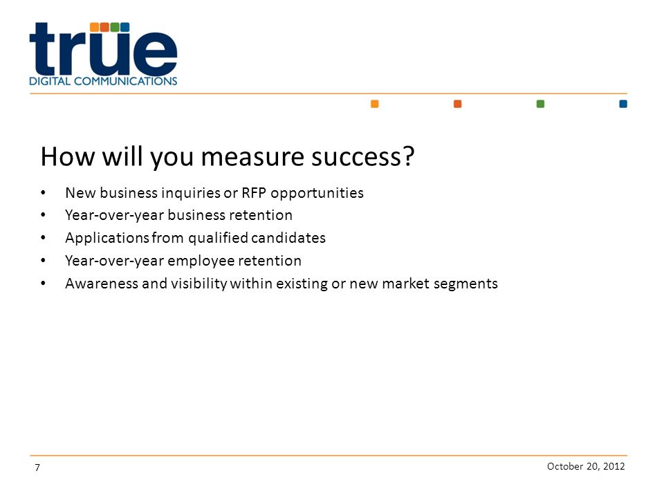 October 20, How will you measure success.