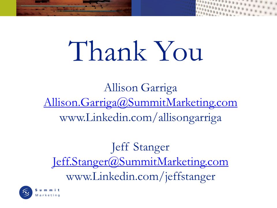 Thank You Allison Garriga   Jeff Stanger
