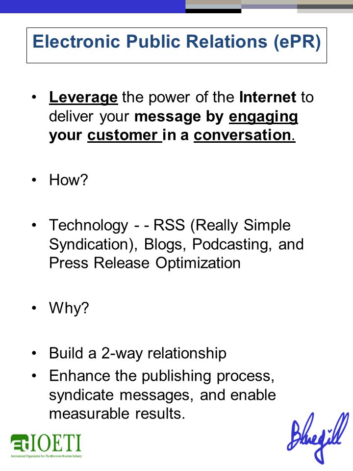 Leverage the power of the Internet to deliver your message by engaging your customer in a conversation.