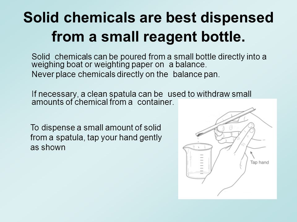 to remove solid chemicals from a bottle to remove solid chemicals from a bottle