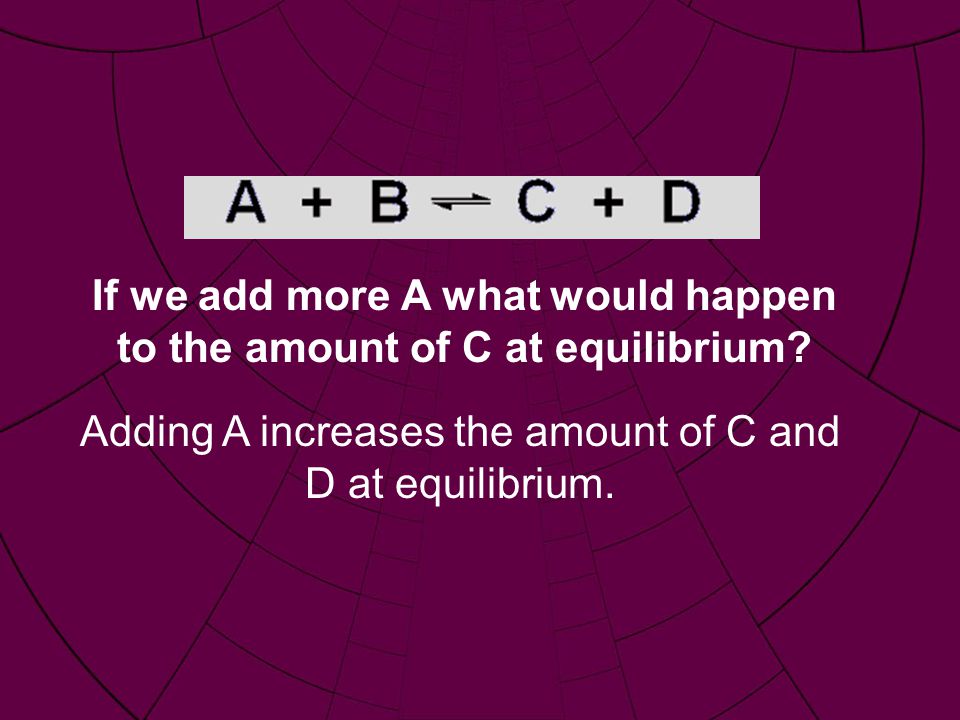 If we add more A what would happen to the amount of C at equilibrium.
