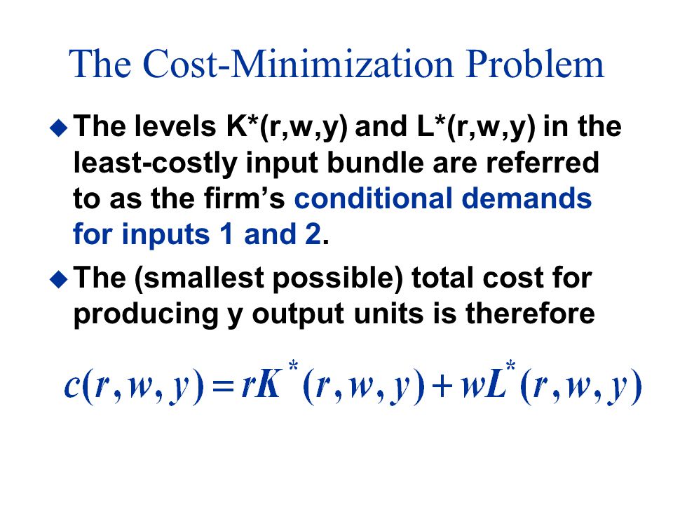 Cost Constraint Isocost Line Cost Constraint C Wl Rk M P 1 X 1 P 2 X 2 W Wage Rate Including Fringe Benefits Holidays Prsi Etc R Rental Ppt Download