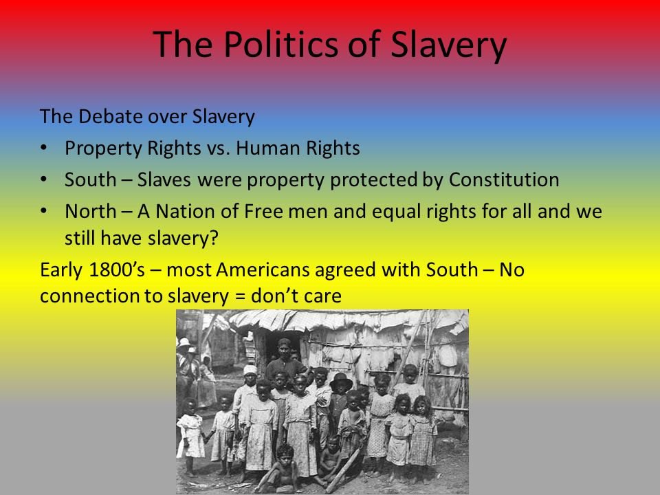 The Politics of Slavery The Debate over Slavery Property Rights vs.