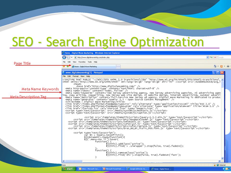 Meta Name Keywords Meta Description Tag SEO - Search Engine Optimization Page Title