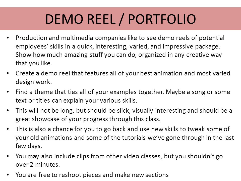 1 Demo Reel 2 Production Company Logo Animation 3 Fix Your Final. - ppt  download