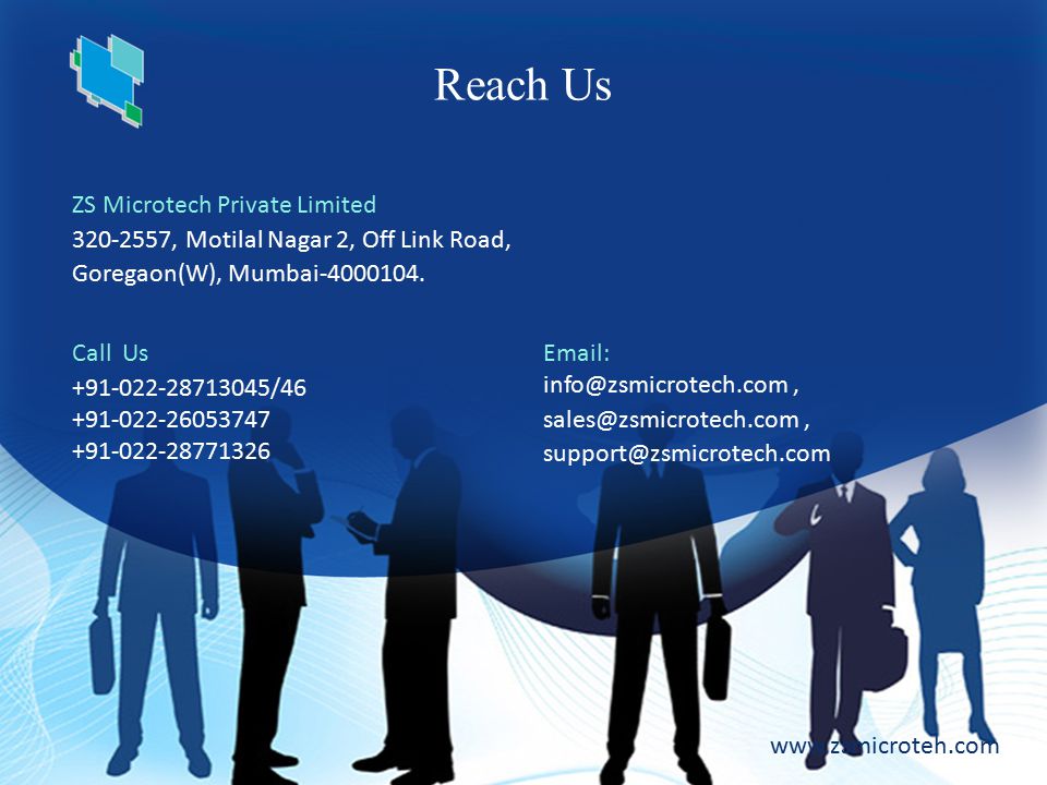 Reach Us   ZS Microtech Private Limited , Motilal Nagar 2, Off Link Road, Goregaon(W), Mumbai