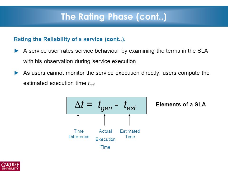 Rating the Reliability of a service (cont..).