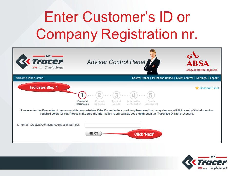 Enter Customer’s ID or Company Registration nr.