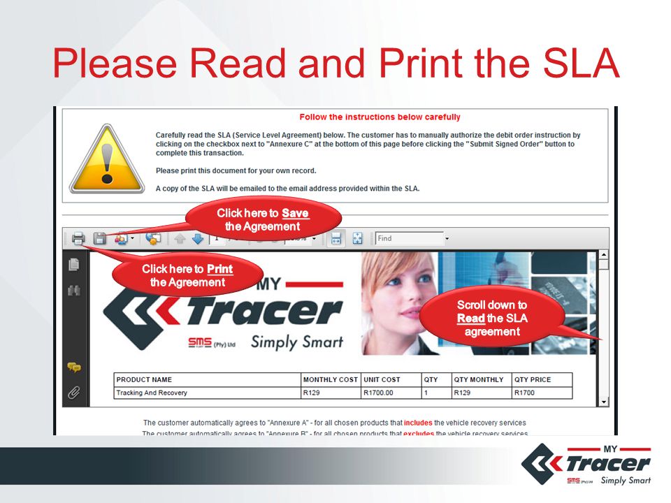Please Read and Print the SLA