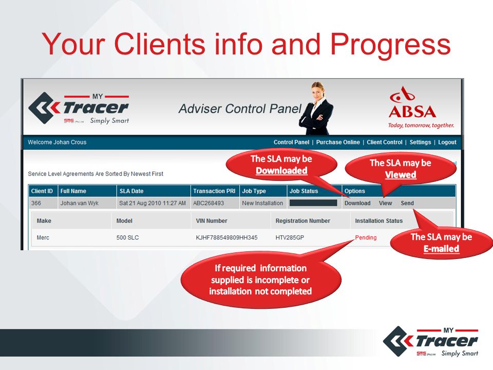 Your Clients info and Progress