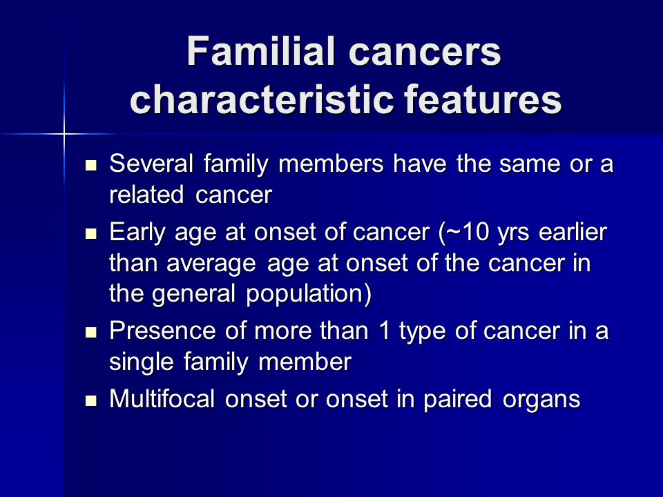 Familial cancer features Hpv types nhs