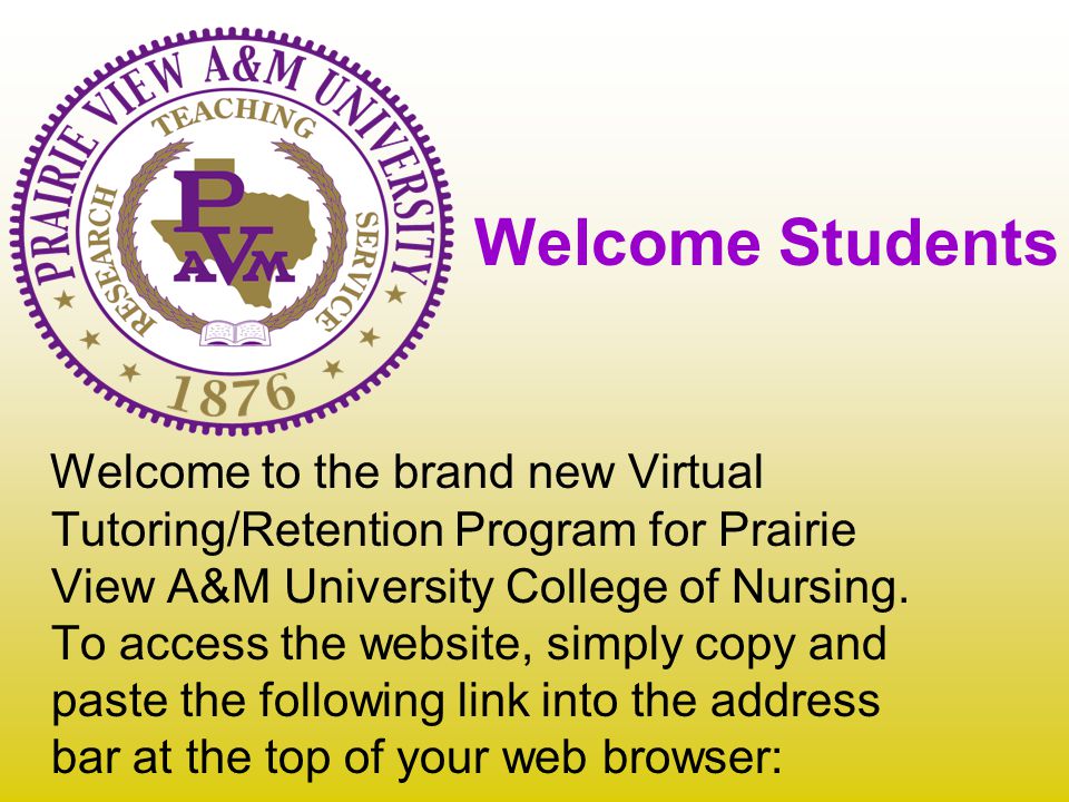 Welcome to the brand new Virtual Tutoring/Retention Program for Prairie View A&M University College of Nursing.