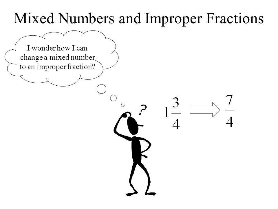 Mixed Numbers and Improper Fractions I wonder how I can change a mixed number to an improper fraction