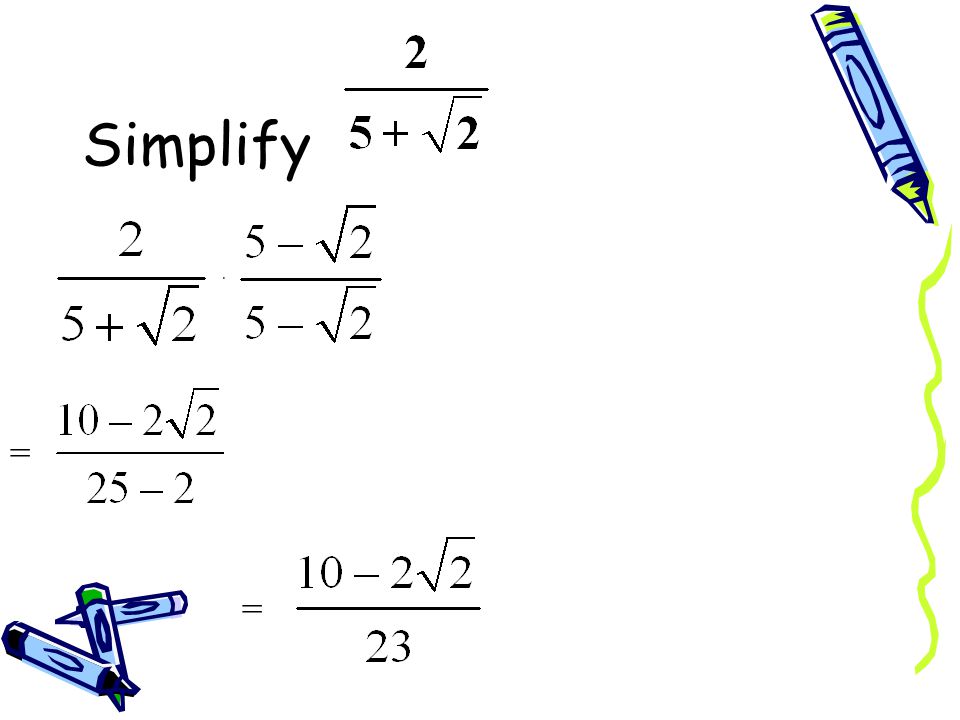 Simplify: Multiply by the conjugate. FOIL numerator and denominator.