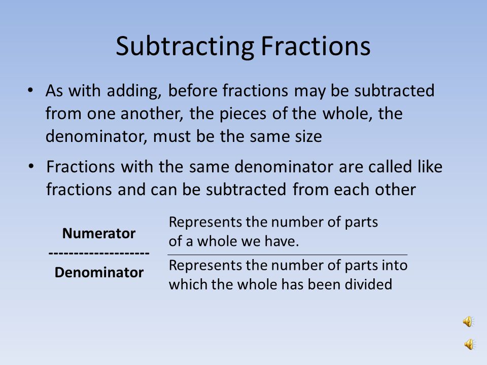 Subtracting Fractions By: Greg Stark EC&I 831