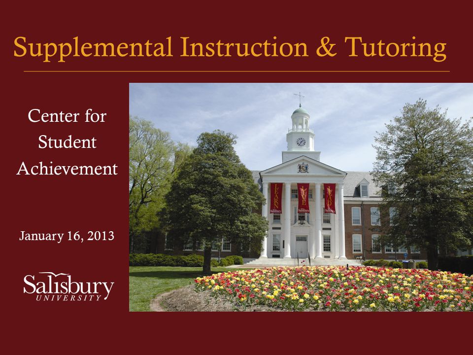 Supplemental Instruction & Tutoring Center for Student Achievement January 16, 2013