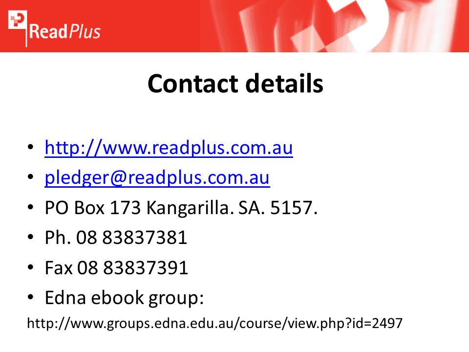Contact details   PO Box 173 Kangarilla.