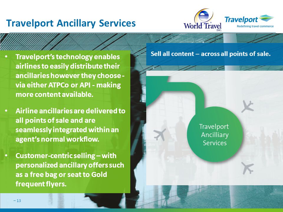 Travelport Ancillary Services Sell all content – across all points of sale.