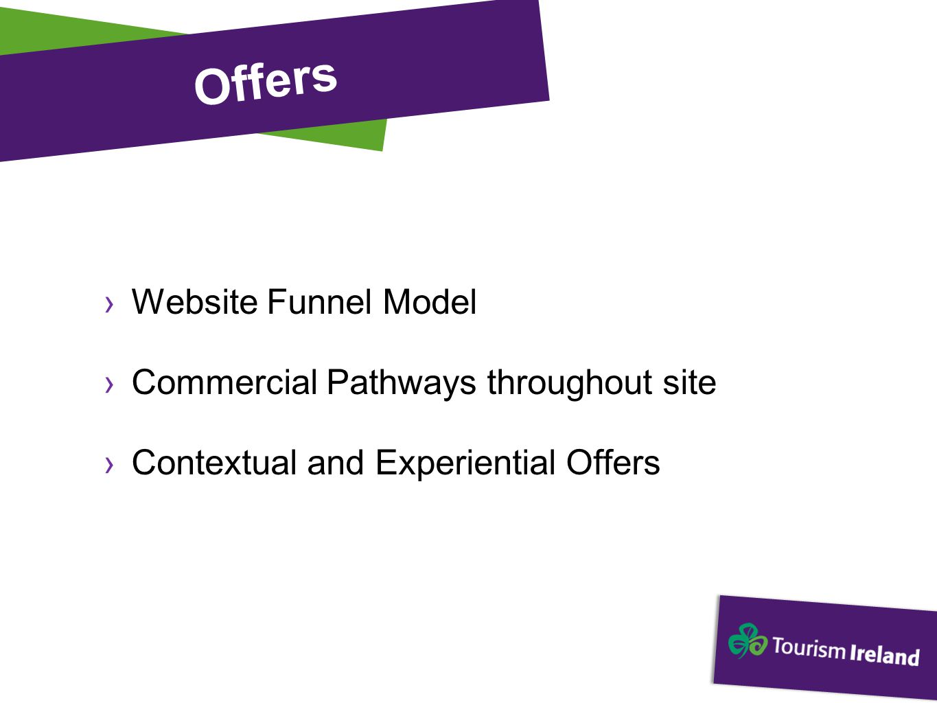 Offers ›Website Funnel Model ›Commercial Pathways throughout site ›Contextual and Experiential Offers
