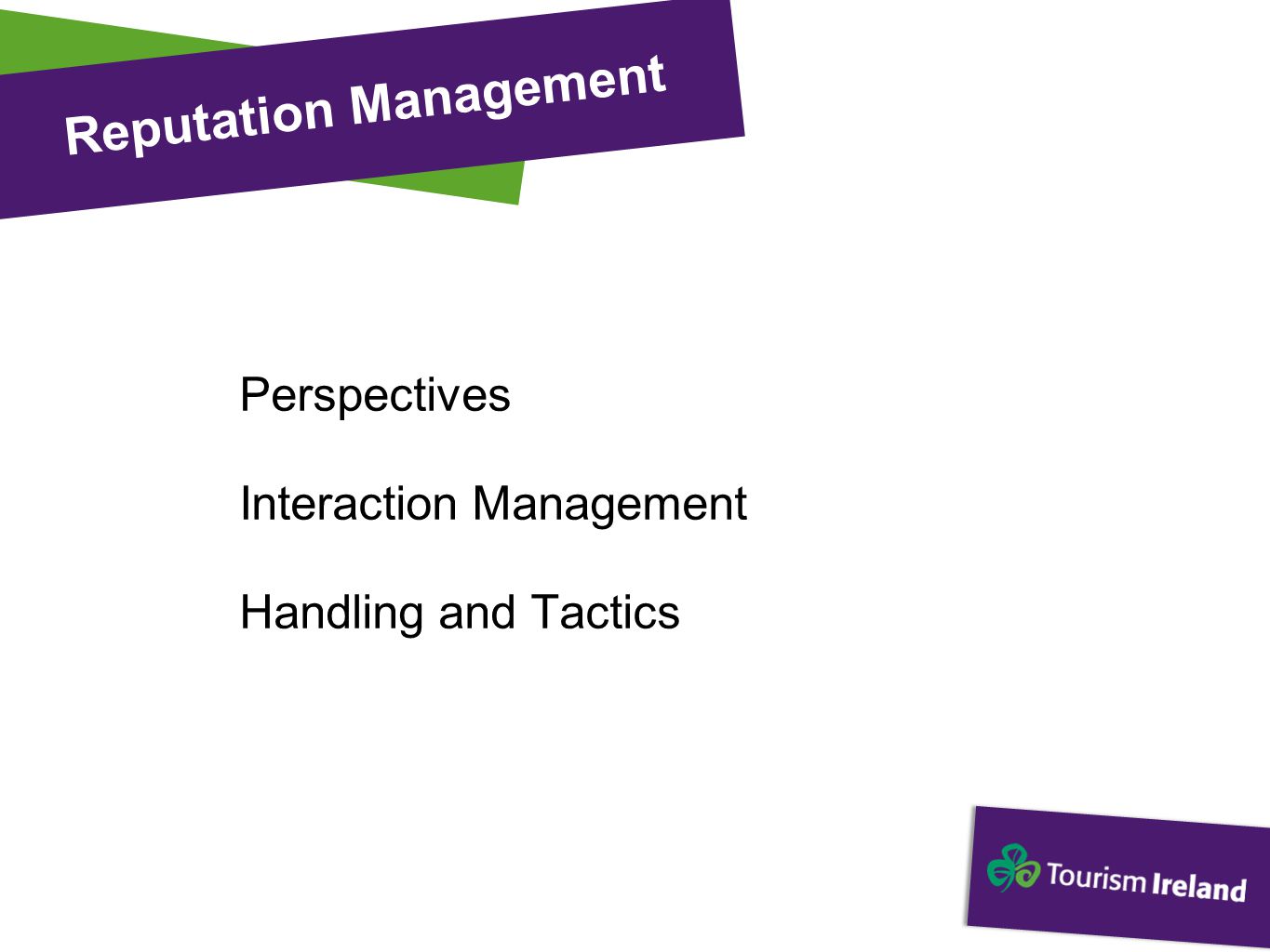 Reputation Management Perspectives Interaction Management Handling and Tactics