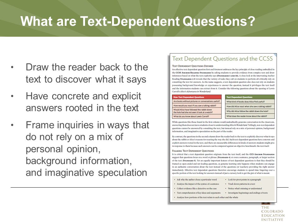 What are Text-Dependent Questions.