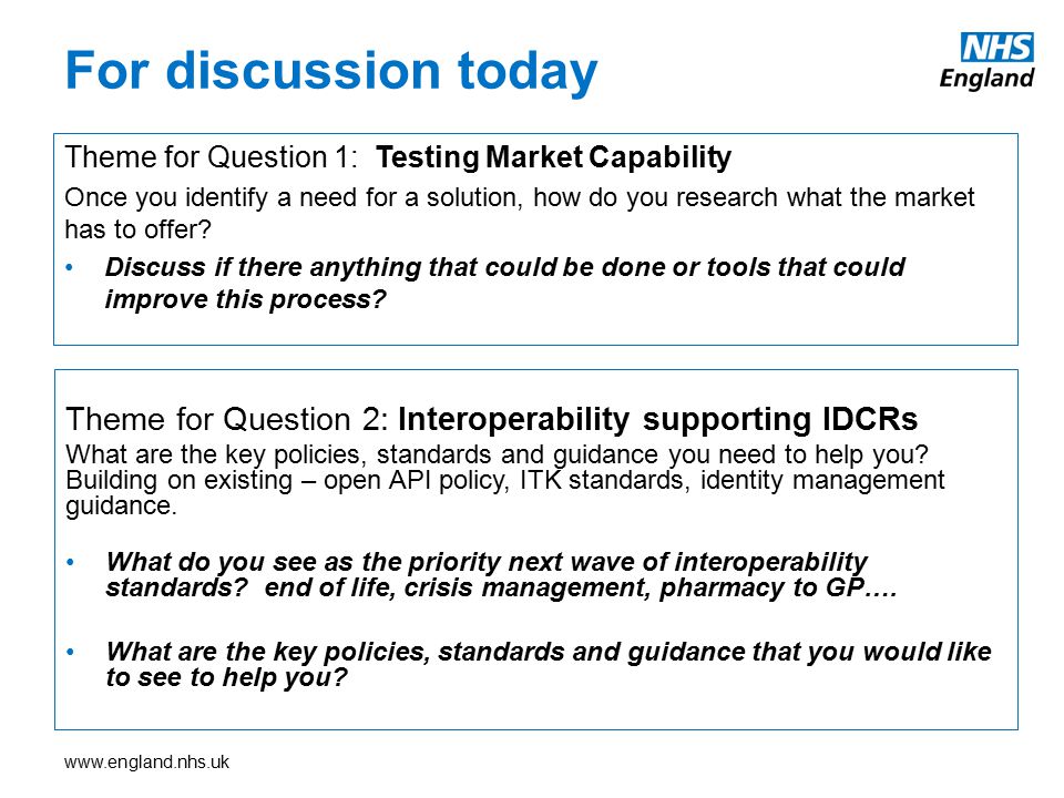 For discussion today Theme for Question 1: Testing Market Capability Once you identify a need for a solution, how do you research what the market has to offer.