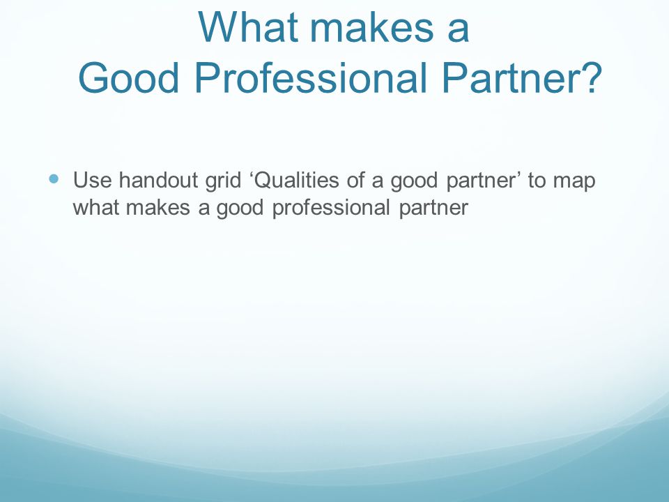 What makes a Good Professional Partner.