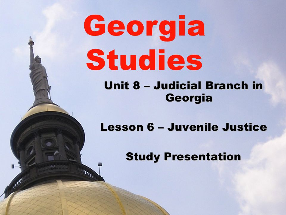 Unit 8 – Judicial Branch in Georgia Lesson 6 – Juvenile Justice Study Presentation Georgia Studies
