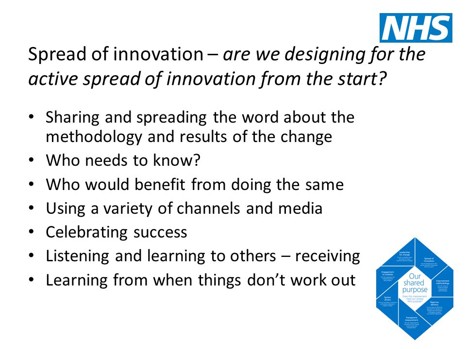Spread of innovation – are we designing for the active spread of innovation from the start.