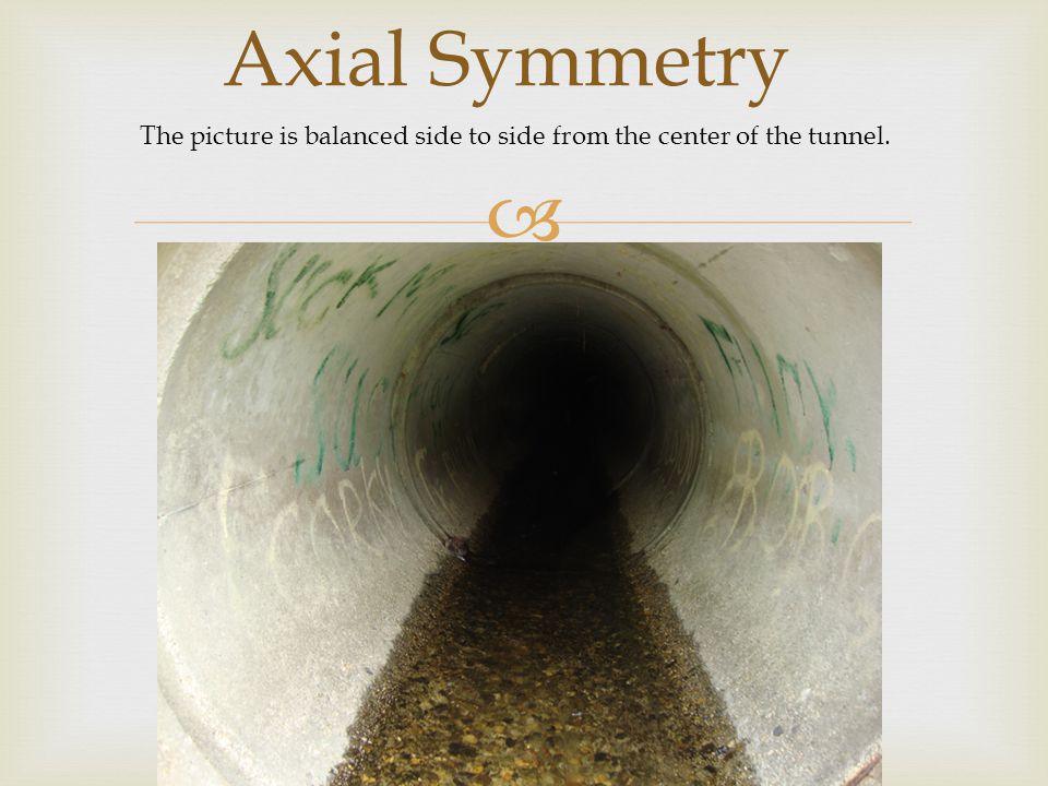  Axial Symmetry The picture is balanced side to side from the center of the tunnel.