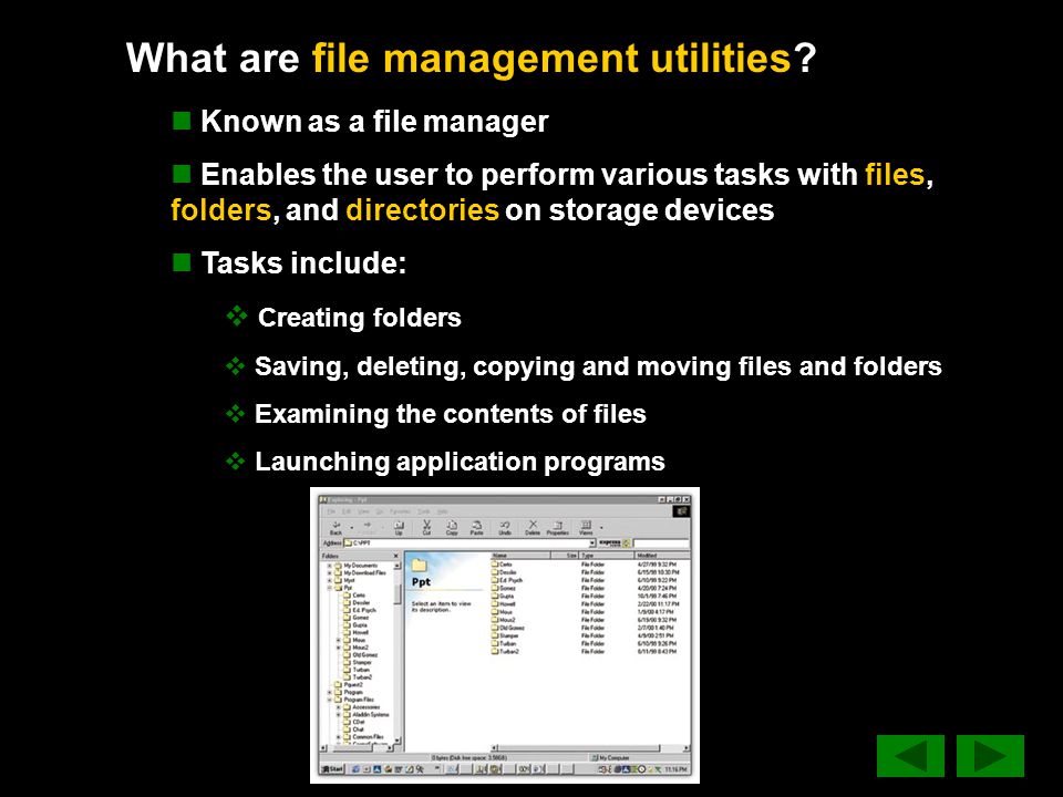 What are file management utilities.