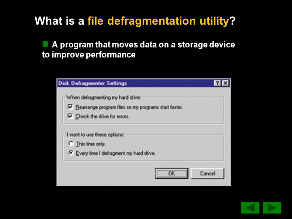 What is a file defragmentation utility.