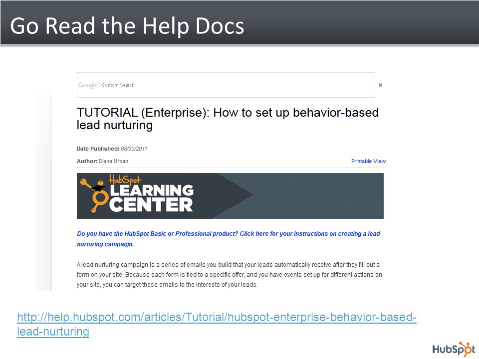 Go Read the Help Docs   lead-nurturing