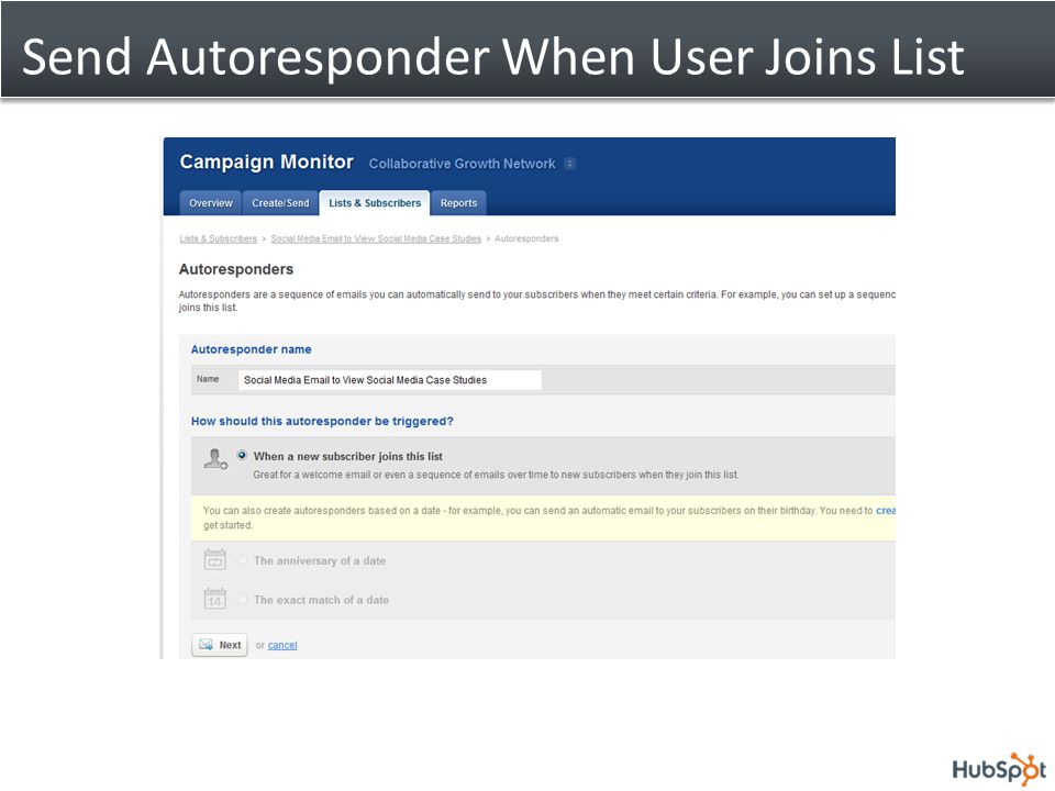 Send Autoresponder When User Joins List