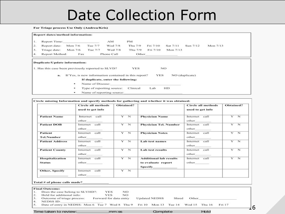 16 Date Collection Form