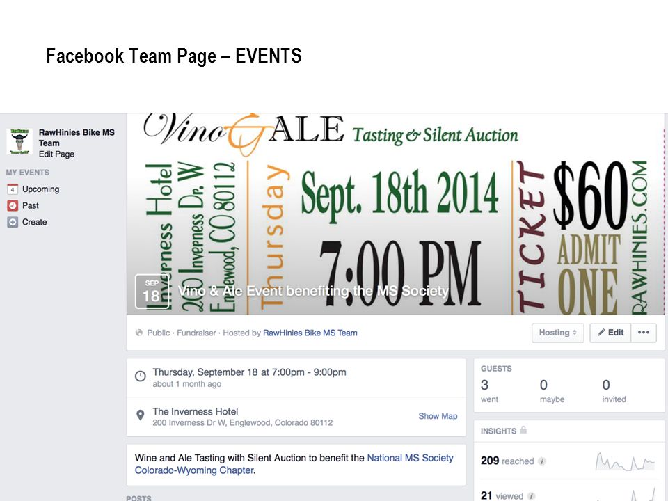 Facebook Team Page – EVENTS