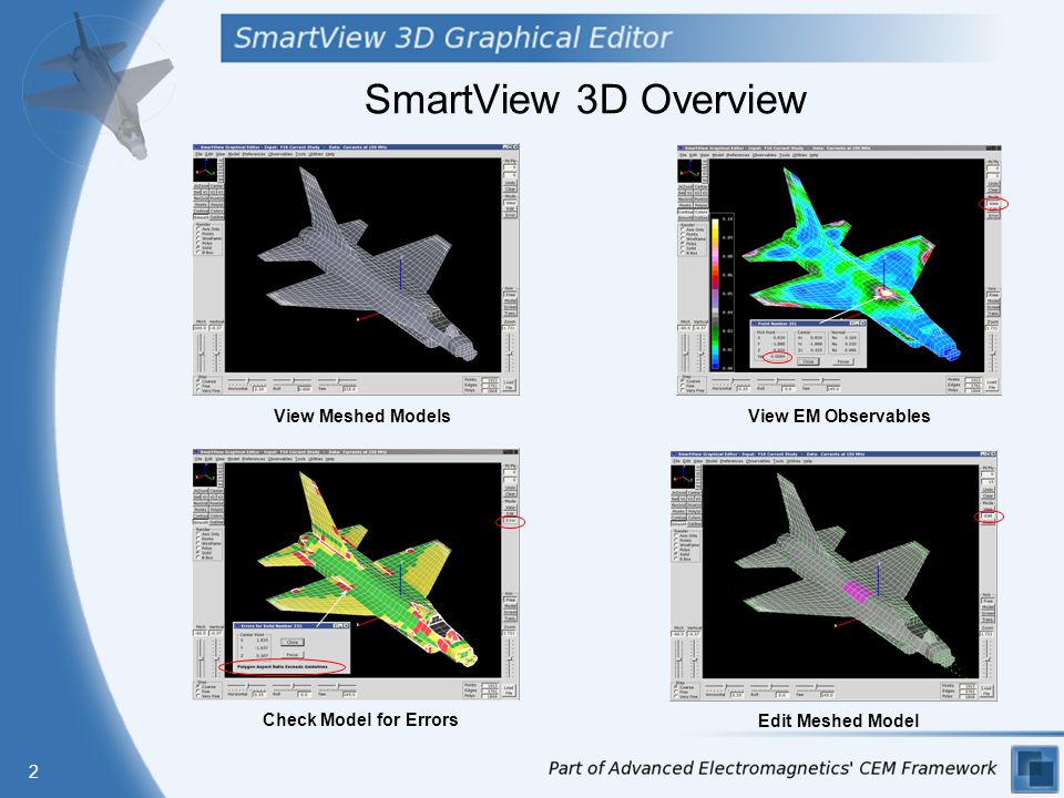 2 SmartView 3D Overview View Meshed ModelsView EM Observables Check Model for Errors Edit Meshed Model