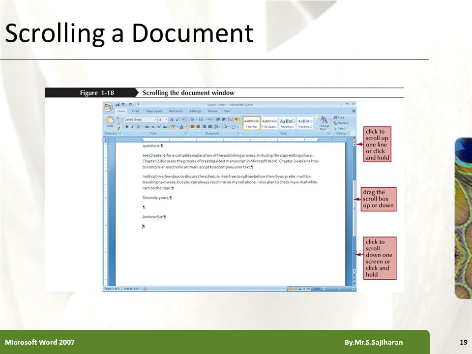 XP Scrolling a Document 19Microsoft Word 2007 By.Mr.S.Sajiharan