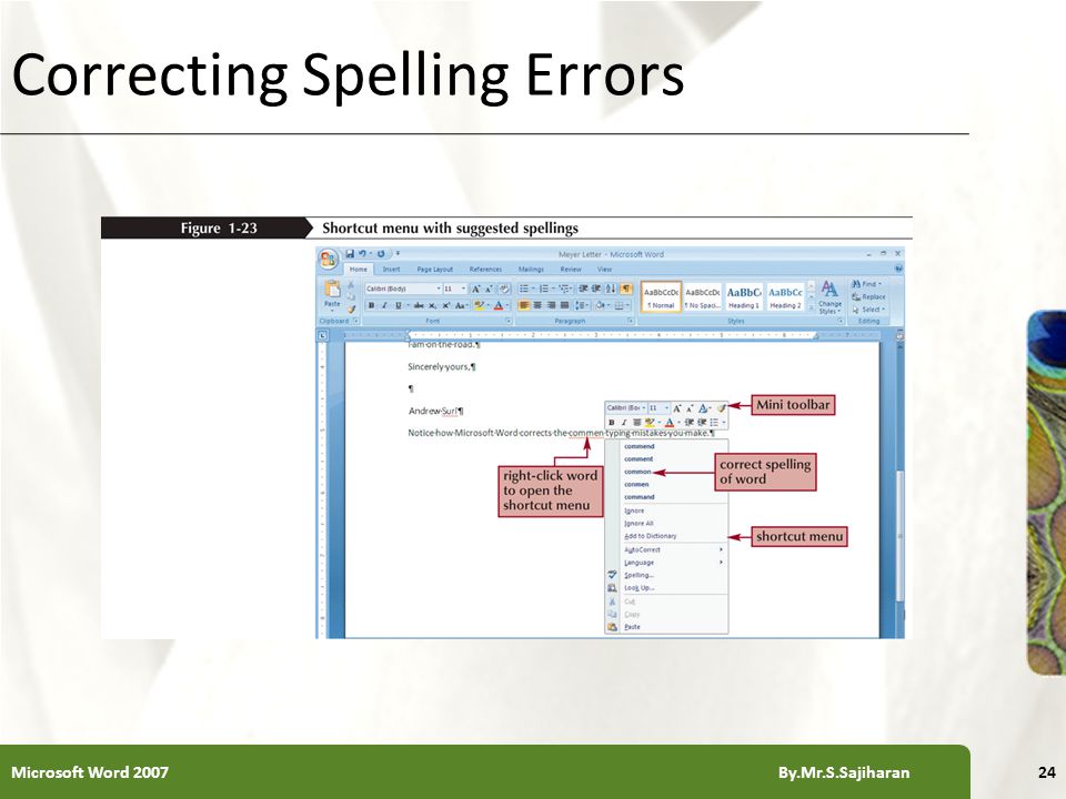 XP Correcting Spelling Errors 24Microsoft Word 2007 By.Mr.S.Sajiharan