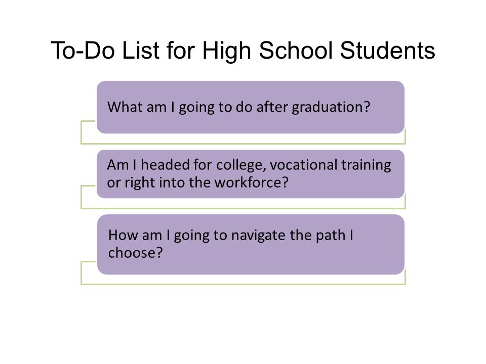 To-Do List for High School Students What am I going to do after graduation.