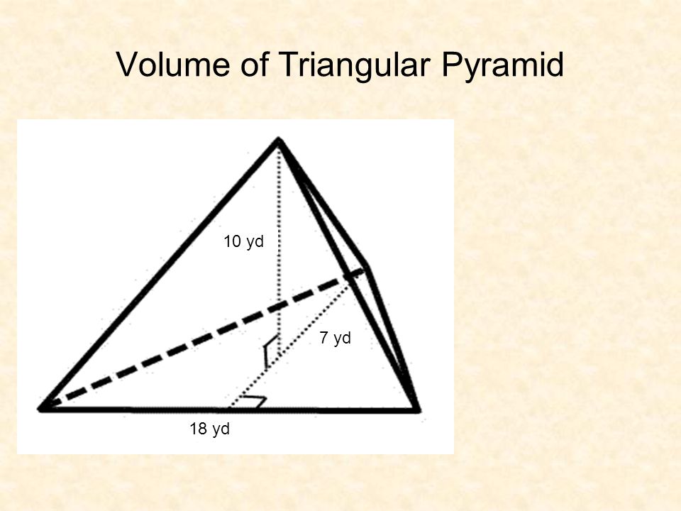Volume of Triangular Pyramid 10 yd 7 yd 18 yd