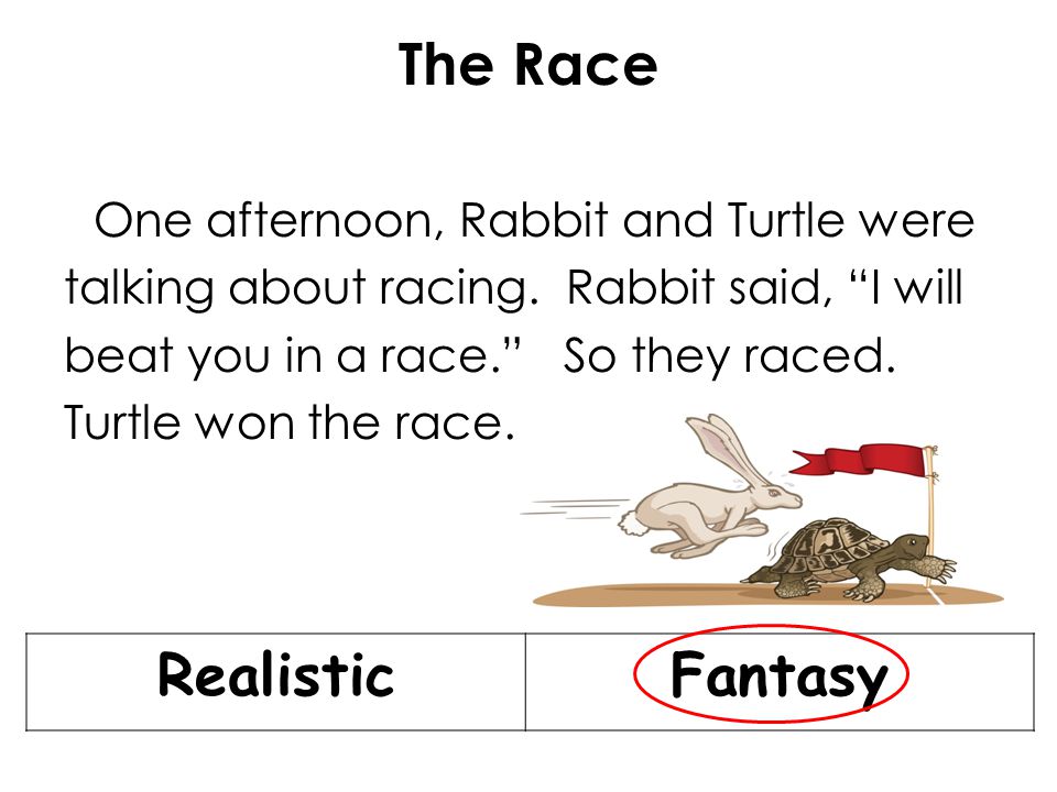 The Race One afternoon, Rabbit and Turtle were talking about racing.