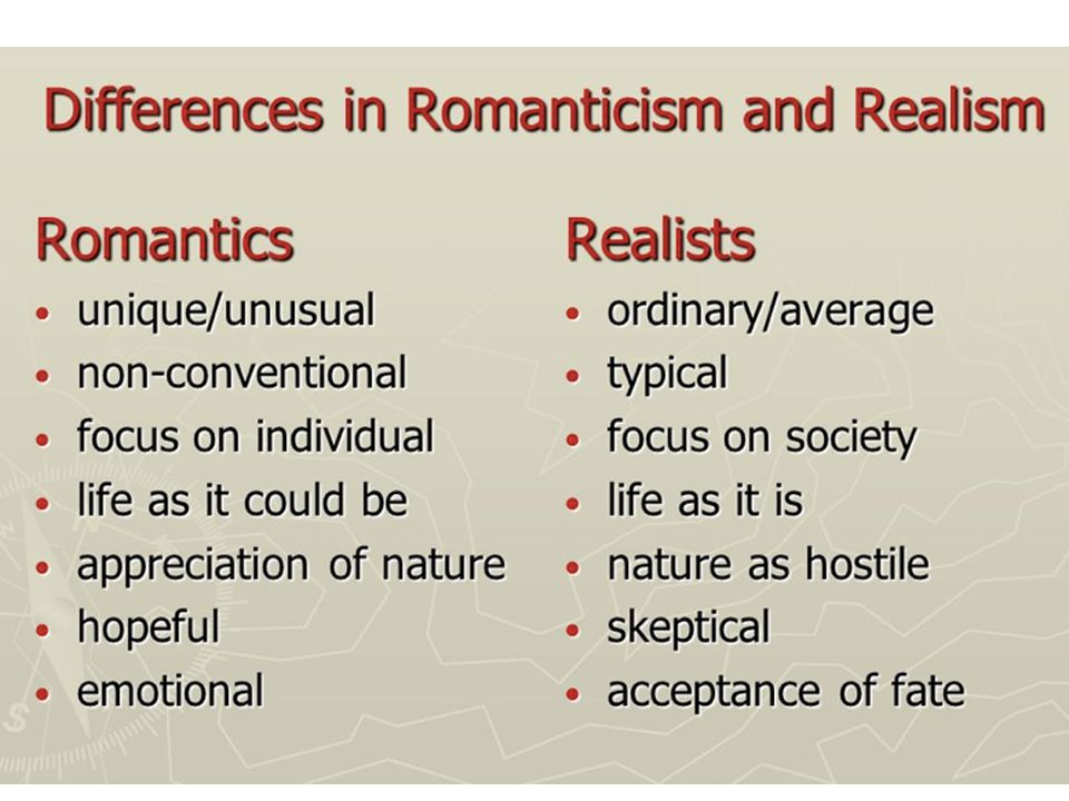 difference between realism and romanticism