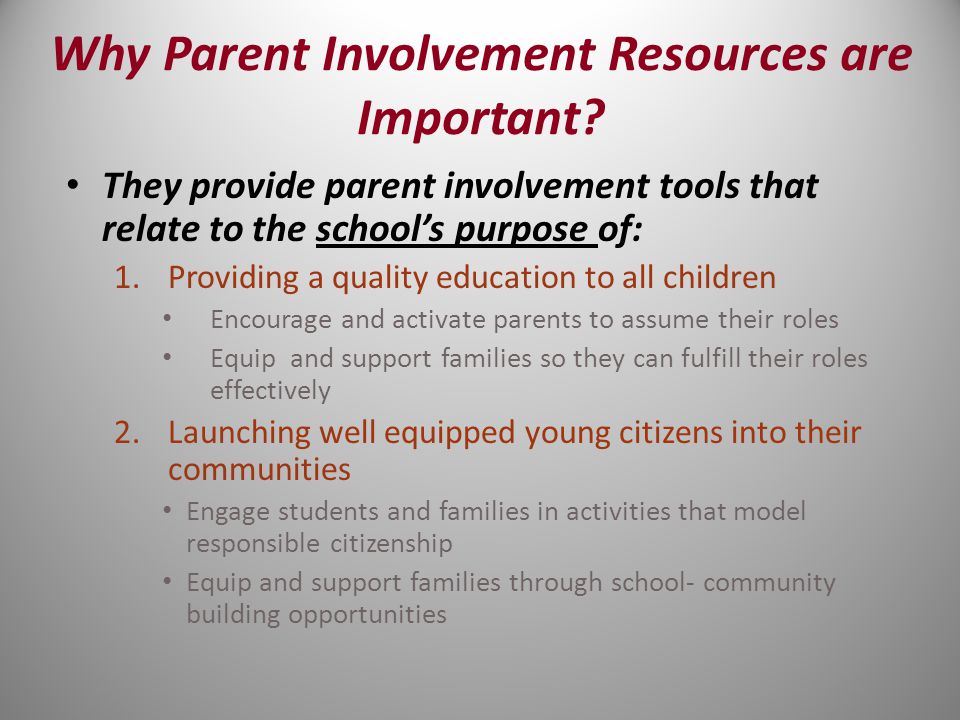 Why Parent Involvement Resources are Important.