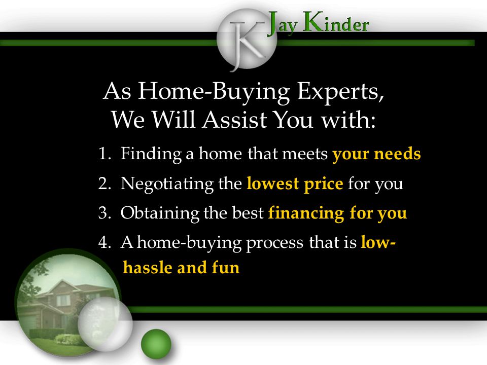 As Home-Buying Experts, We Will Assist You with: 1.