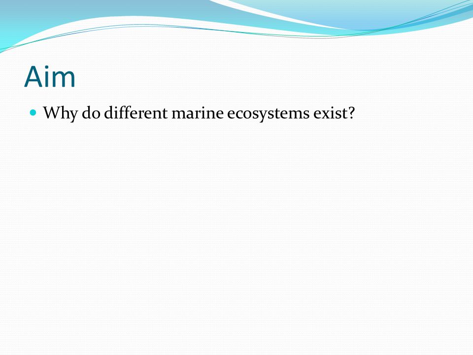 Aim Why do different marine ecosystems exist